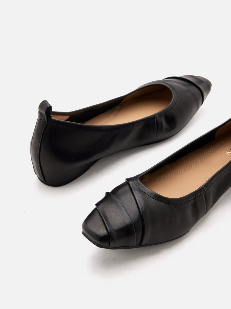 PAZZION, Elie Ruched Padded Flats, Black
