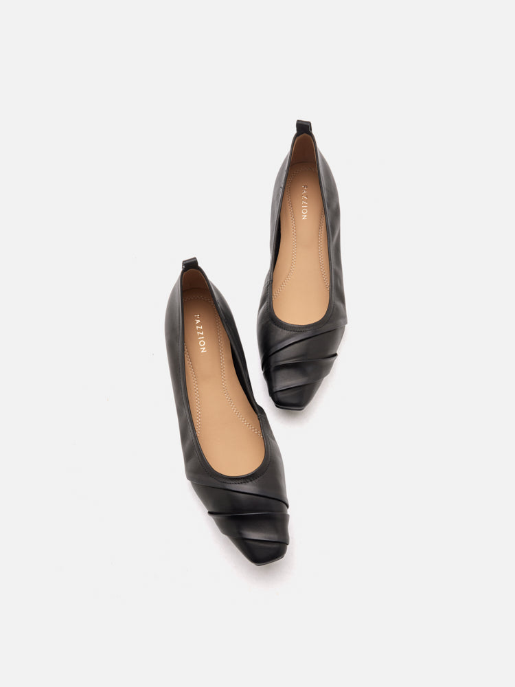 PAZZION, Elie Ruched Padded Flats, Black