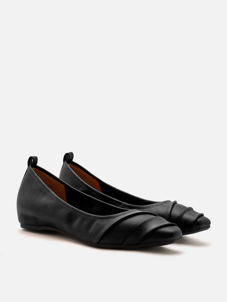 PAZZION, Elie Ruched Padded Flats, Black