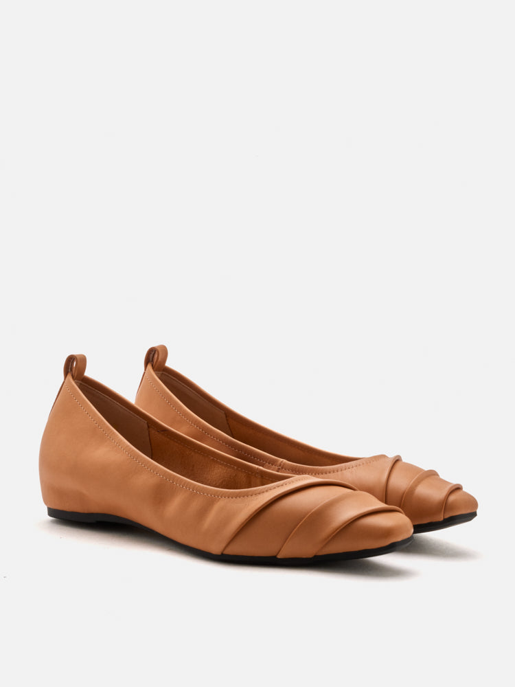 PAZZION, Elie Ruched Padded Flats, Brown