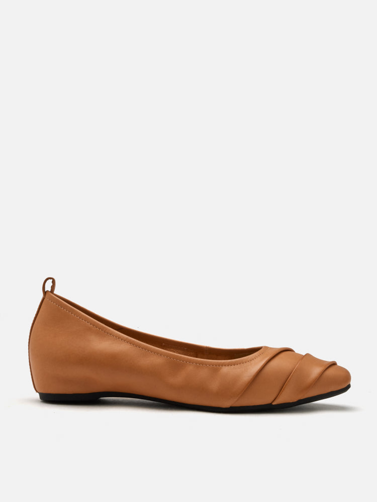PAZZION, Elie Ruched Padded Flats, Brown