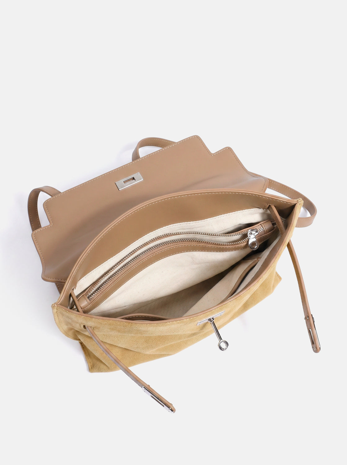 PAZZION, Elisa Twist Lock Three-Way Backpack, Almond