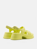 PAZZION, Ella Mae Puffy Elastic Strap Flatform Sandals, Green