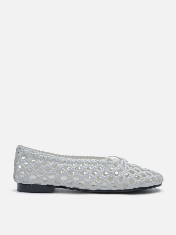 PAZZION, Enya Woven Bow Flats, White