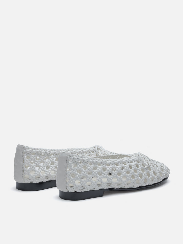 PAZZION, Enya Woven Bow Flats, White