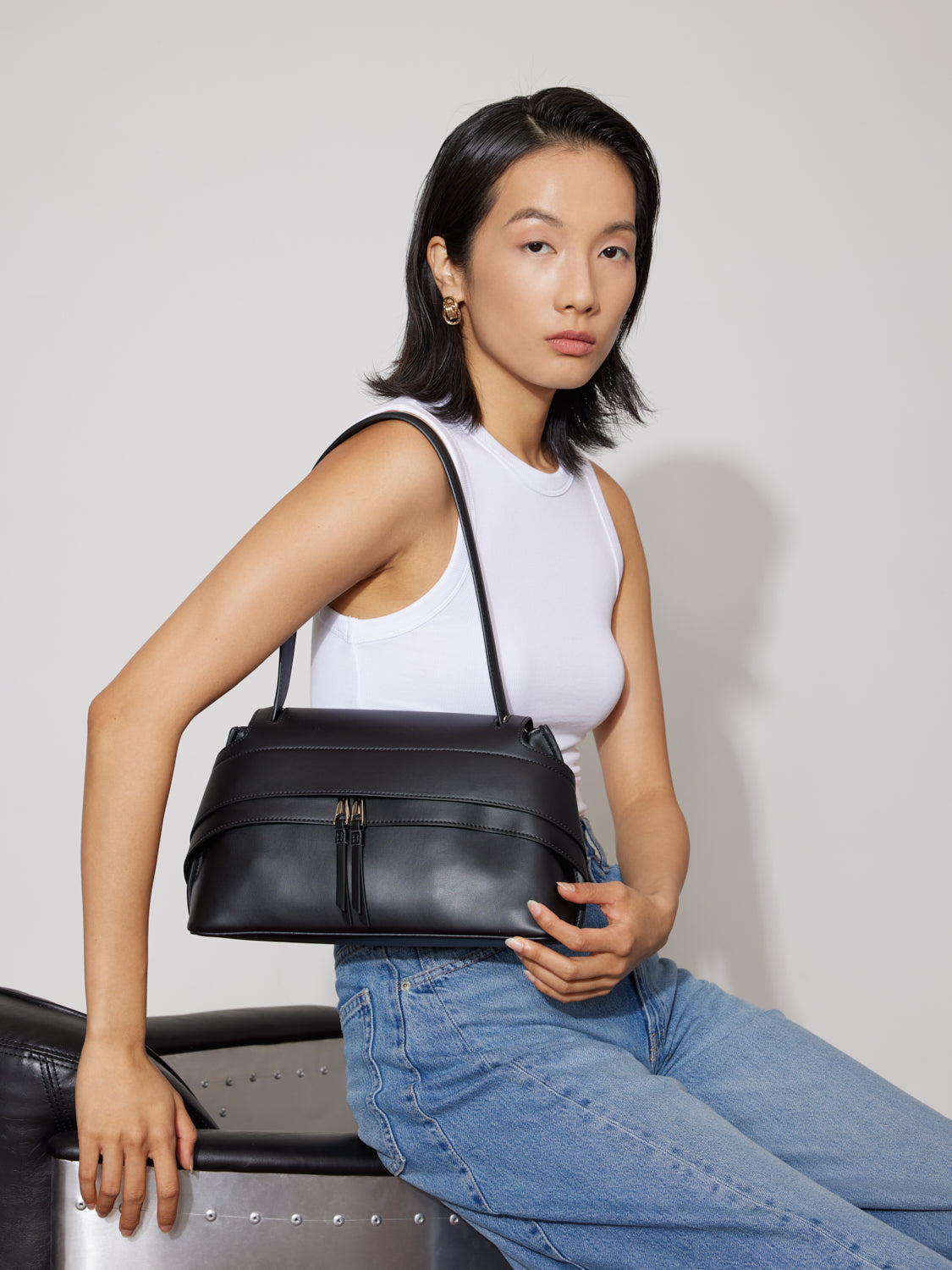PAZZION, Eralisse Leather Bag, Black