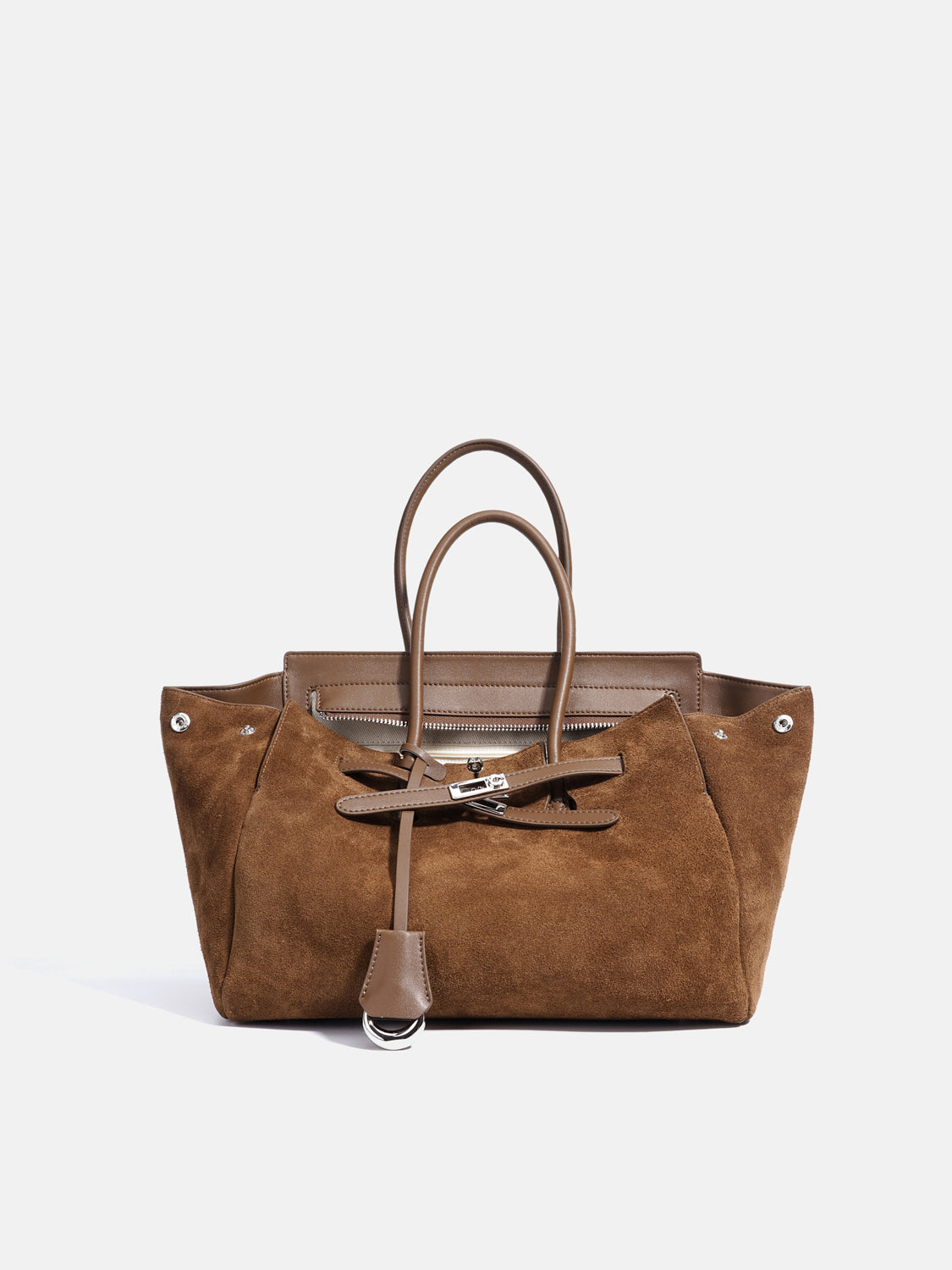 PAZZION, Erin Suede Shoulder Bag, Brown