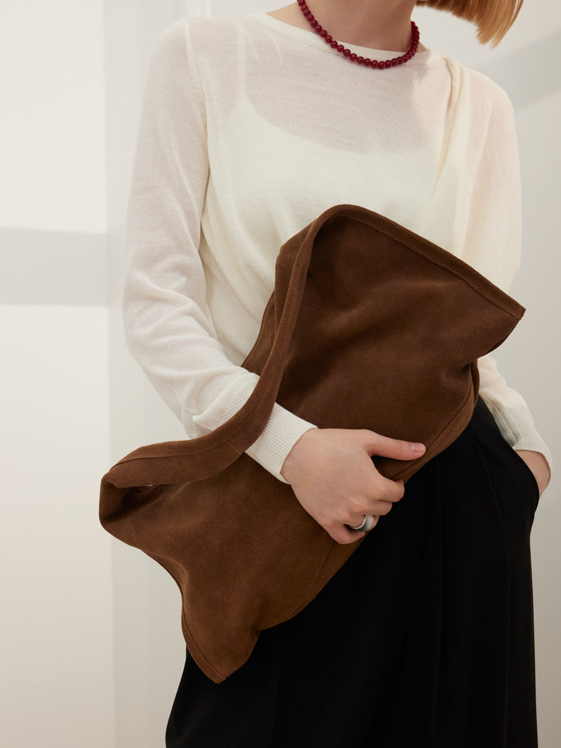 PAZZION, Esther Suede Shoulder Bag - Brown, Brown