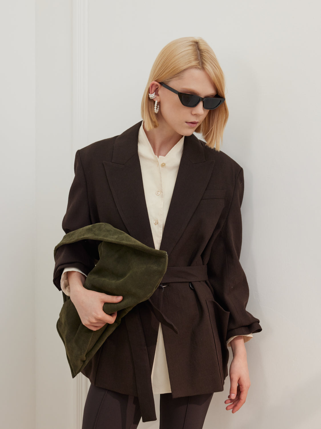 PAZZION, Esther Suede Shoulder Bag - Dark Green, Green