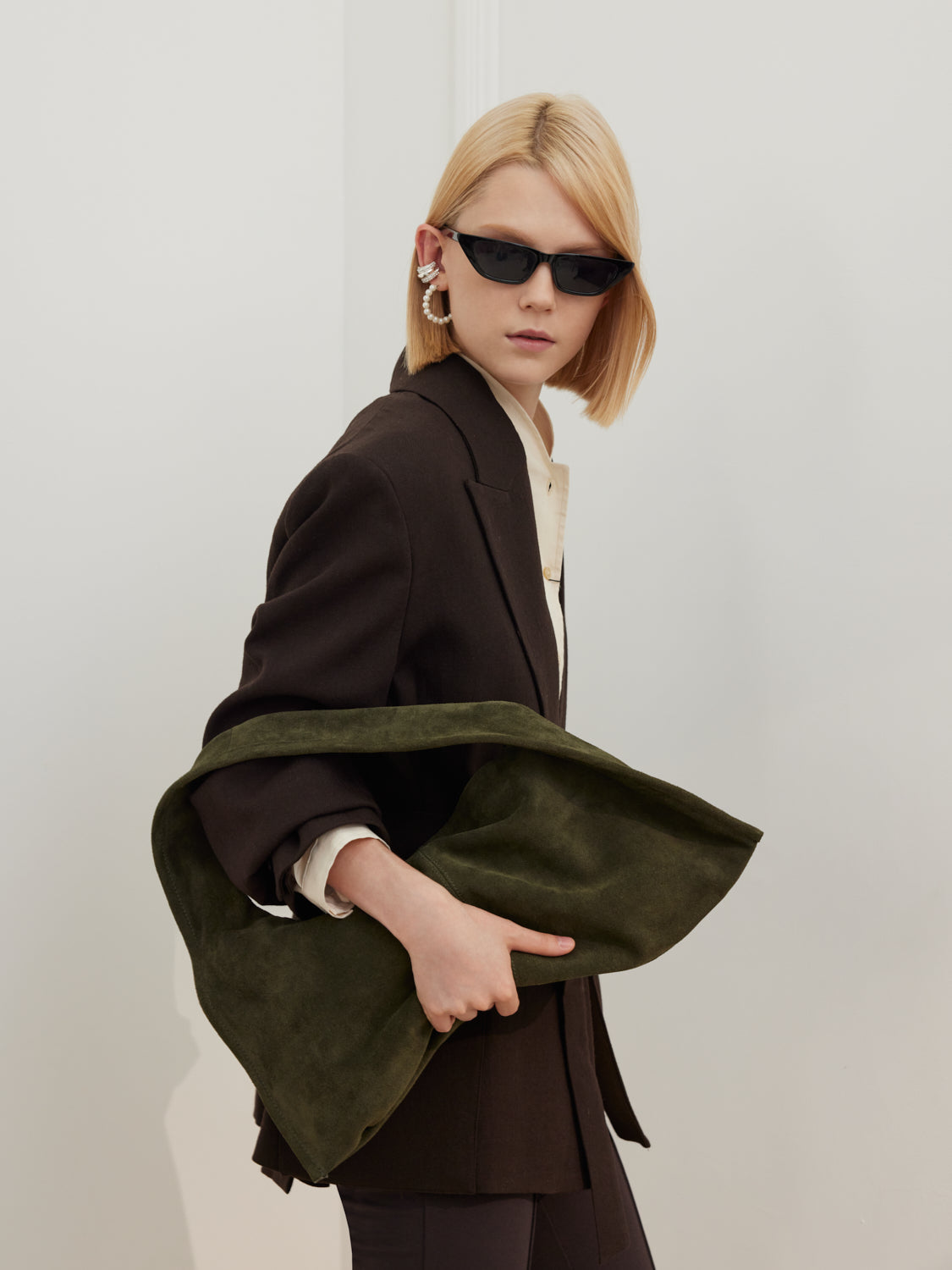 PAZZION, Esther Suede Shoulder Bag - Dark Green, Green