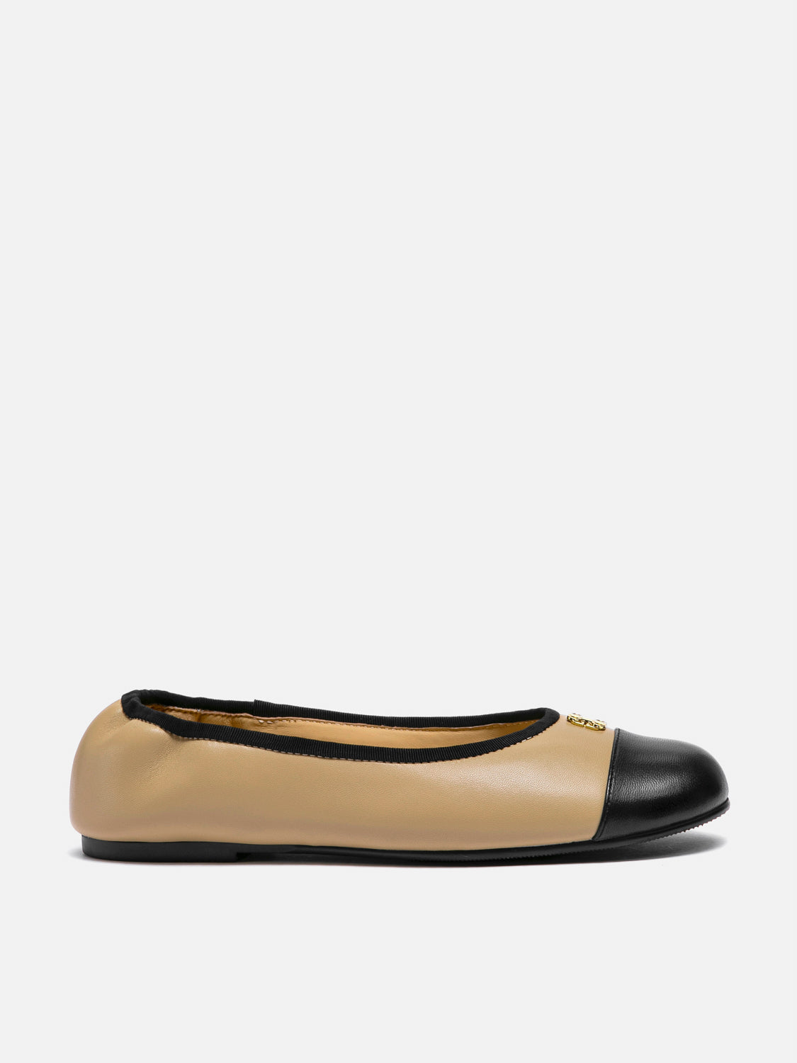PAZZION, Farielle Quilted Cap Toe Leather Ballet Flats, Almond