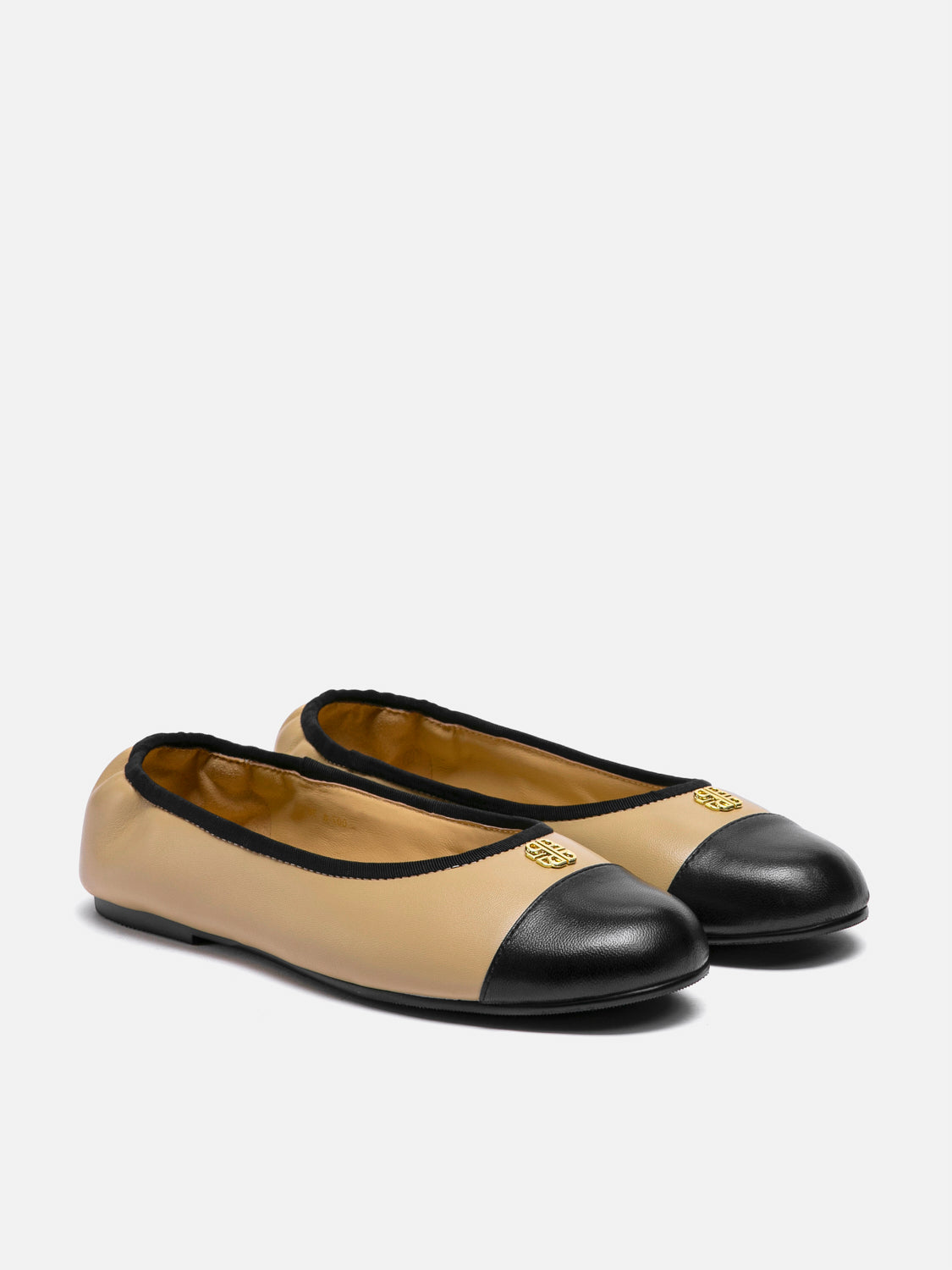 PAZZION, Farielle Quilted Cap Toe Leather Ballet Flats, Almond