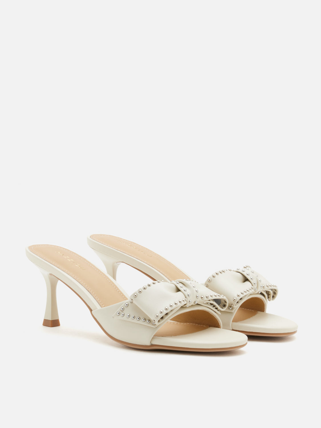 PAZZION, Florivyn Bow Leather Kitten Heels, Beige