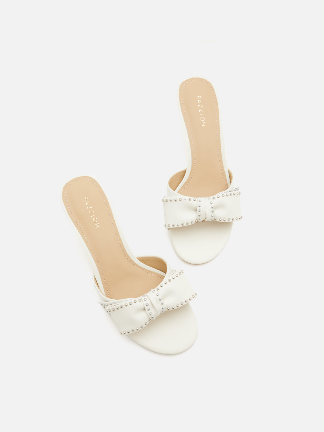 PAZZION, Florivyn Bow Leather Kitten Heels, Beige