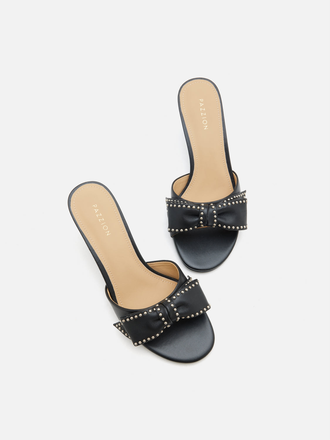 PAZZION, Florivyn Bow Leather Kitten Heels, Black