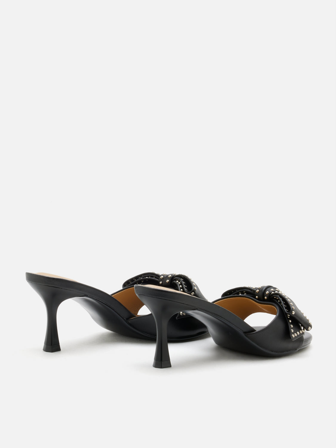 PAZZION, Florivyn Bow Leather Kitten Heels, Black