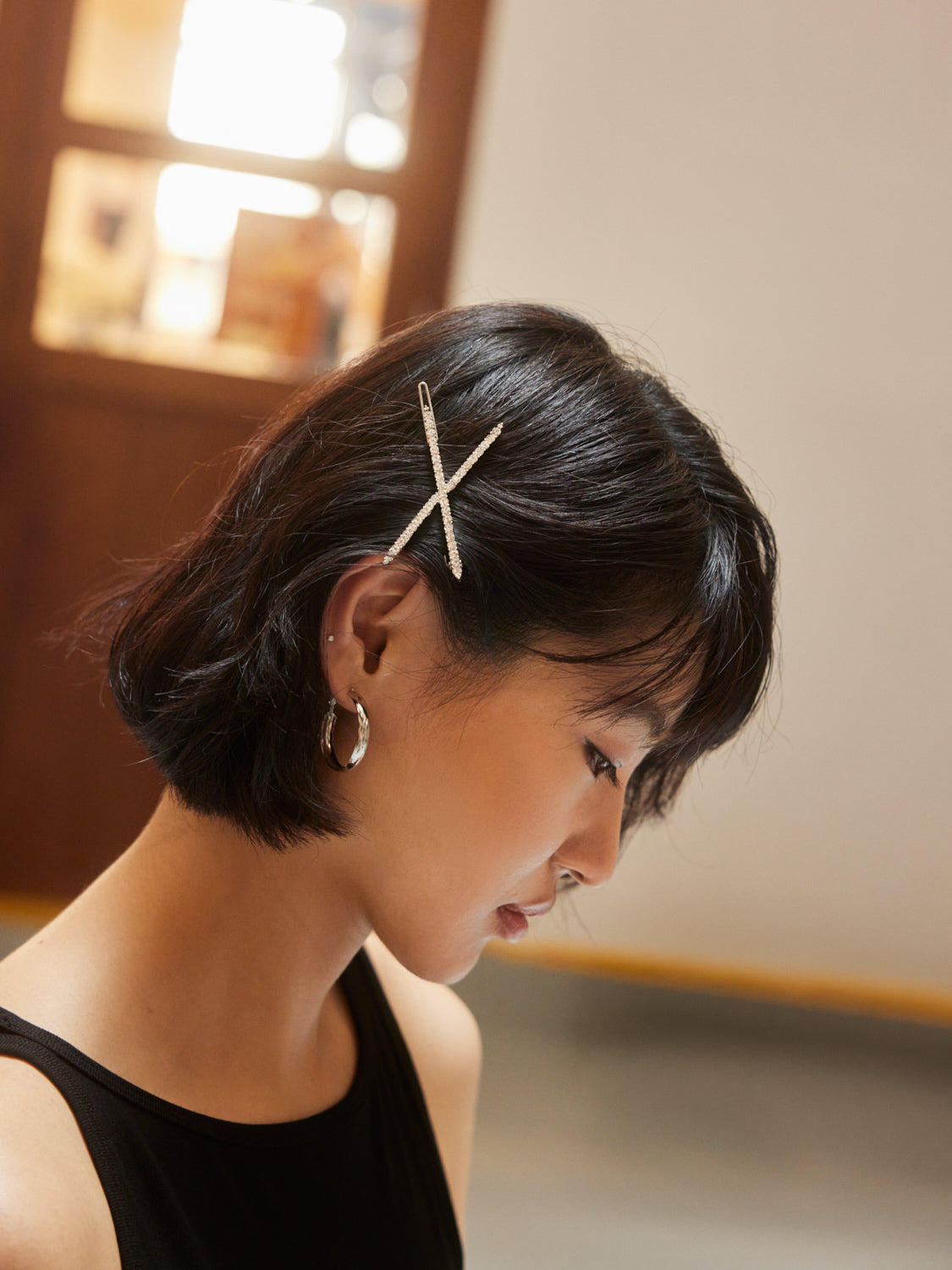 PAZZION, Gail Crystal Embellished Hair Clip, Silver