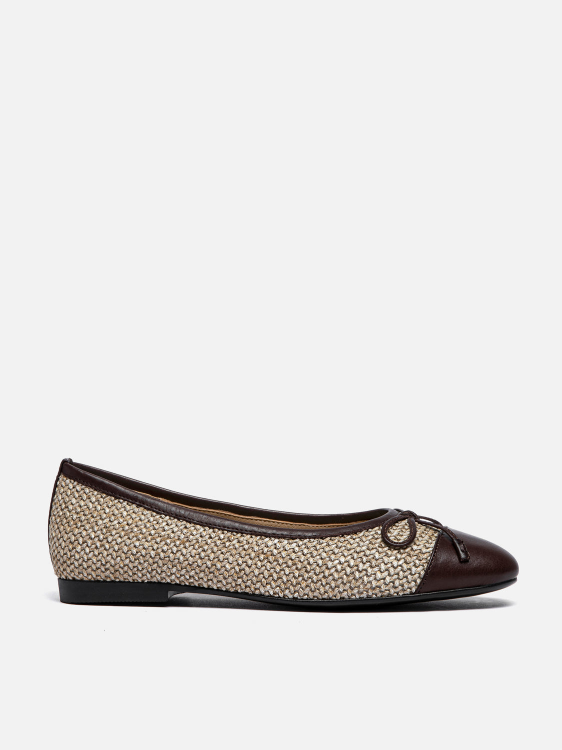 PAZZION, Georgia Tweed Toe Cap Bow Flats, Almond