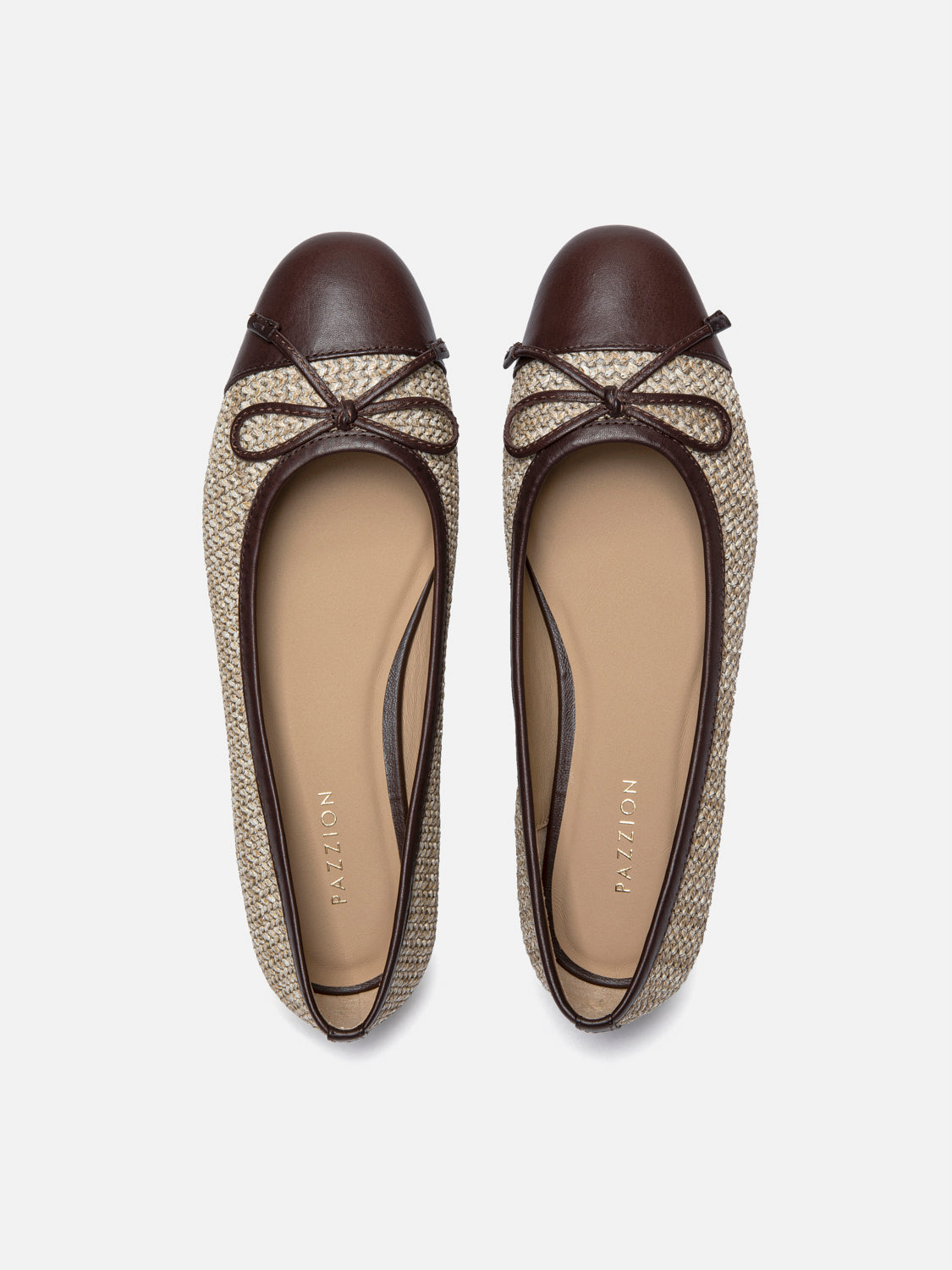 PAZZION, Georgia Tweed Toe Cap Bow Flats, Almond