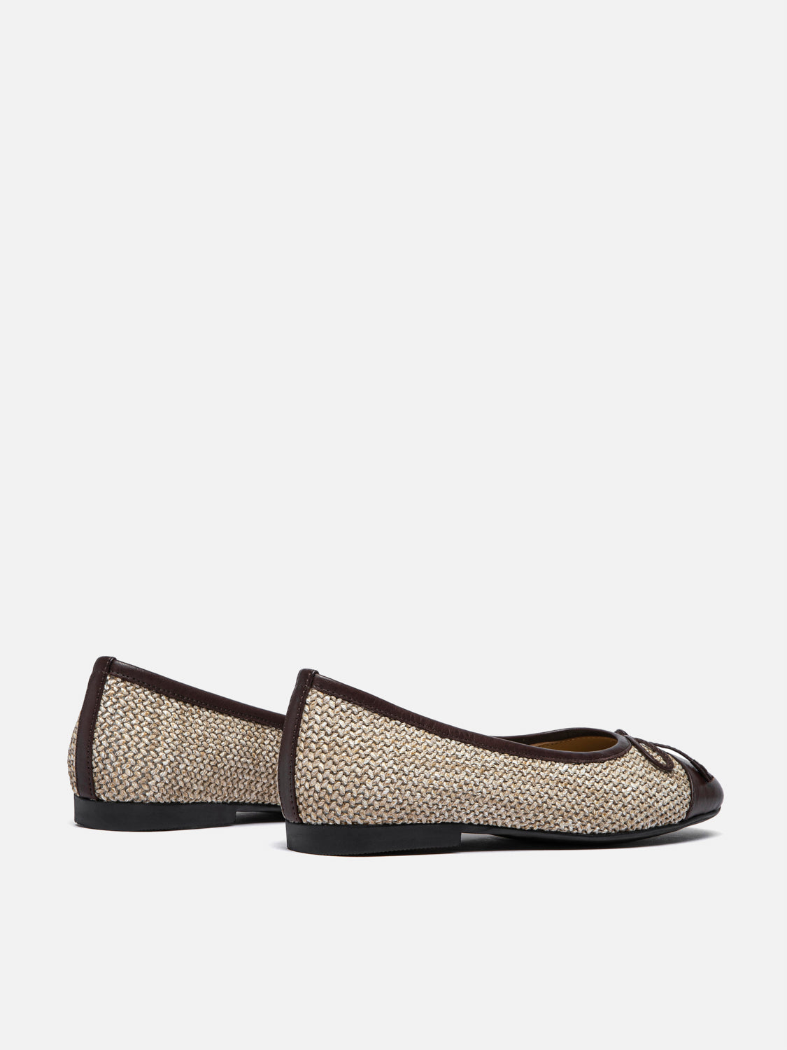 PAZZION, Georgia Tweed Toe Cap Bow Flats, Almond