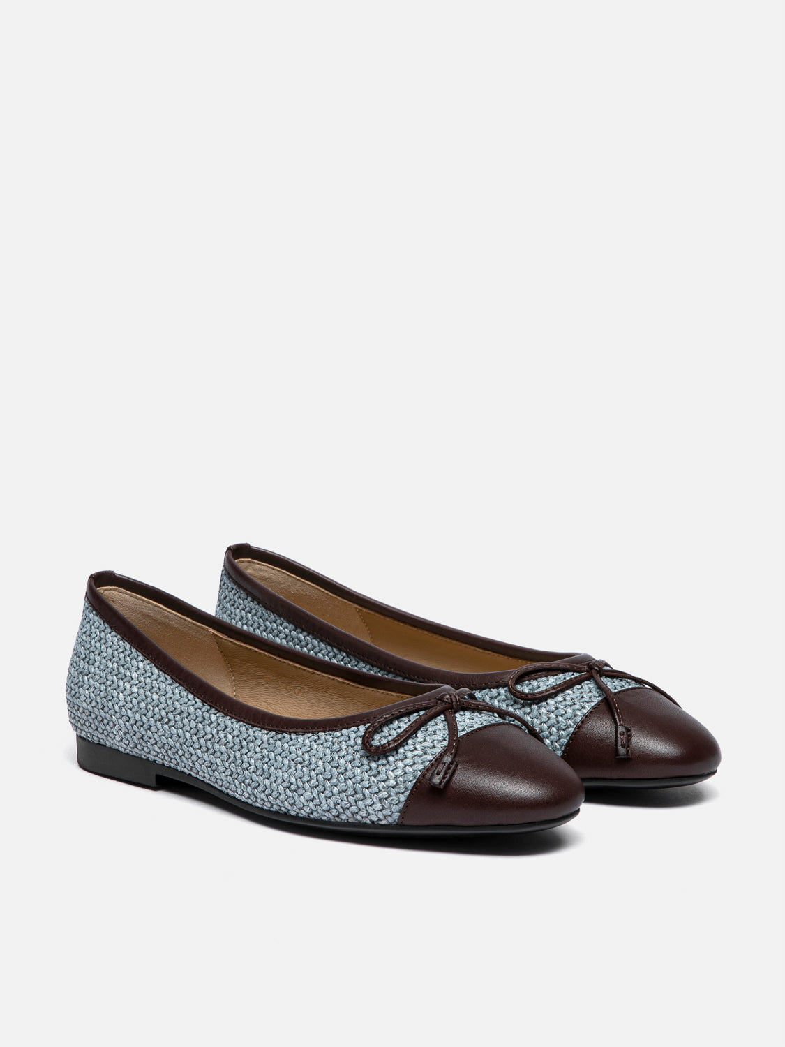PAZZION, Georgia Tweed Toe Cap Bow Flats, Blue