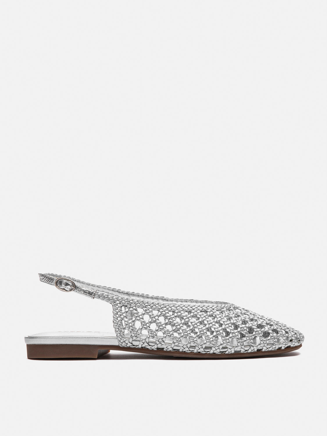 PAZZION, Ginevra Woven Slingback Flats, Silver