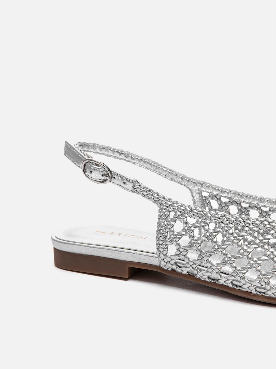 PAZZION, Ginevra Woven Slingback Flats, Silver