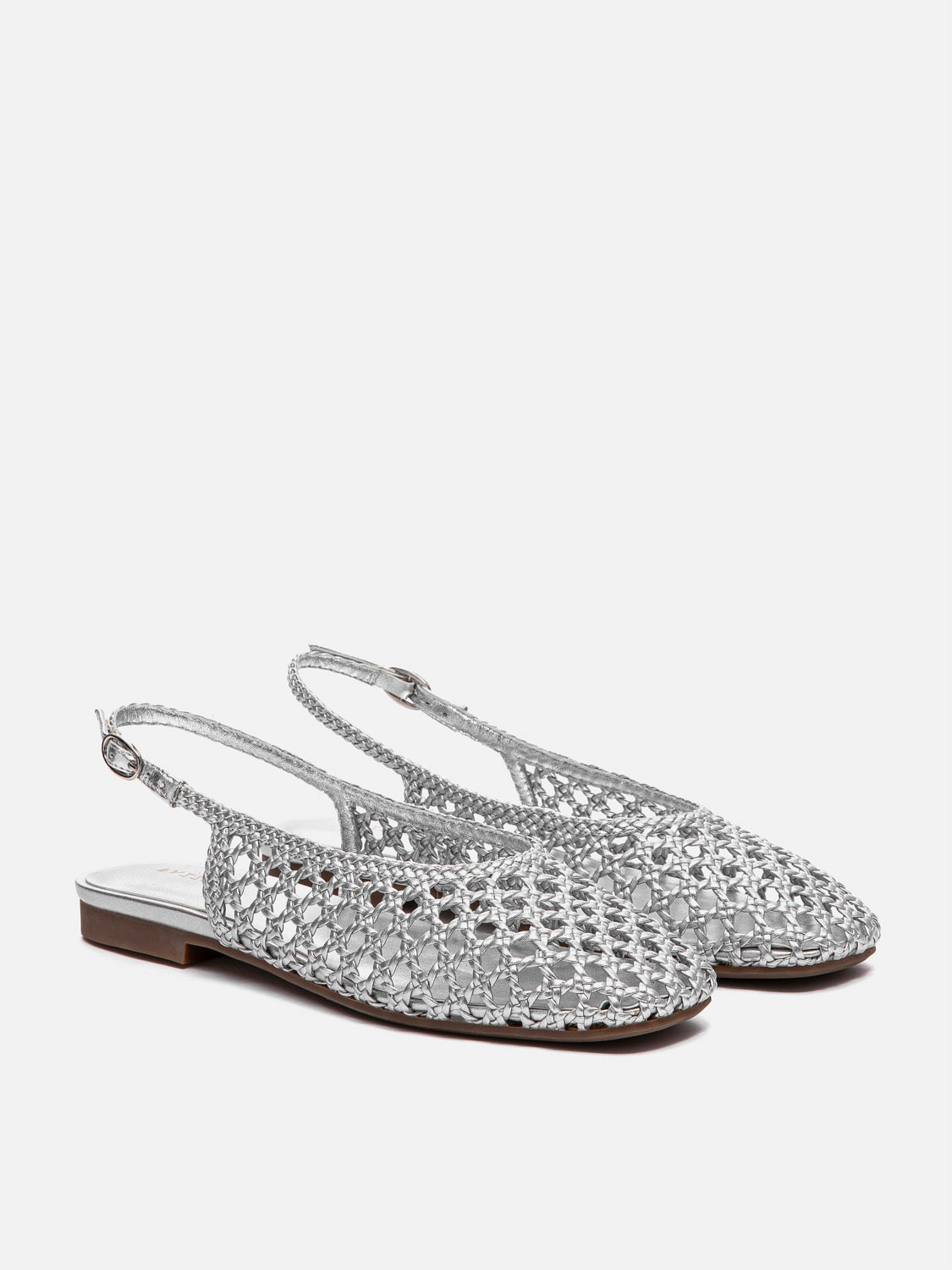 PAZZION, Ginevra Woven Slingback Flats, Silver