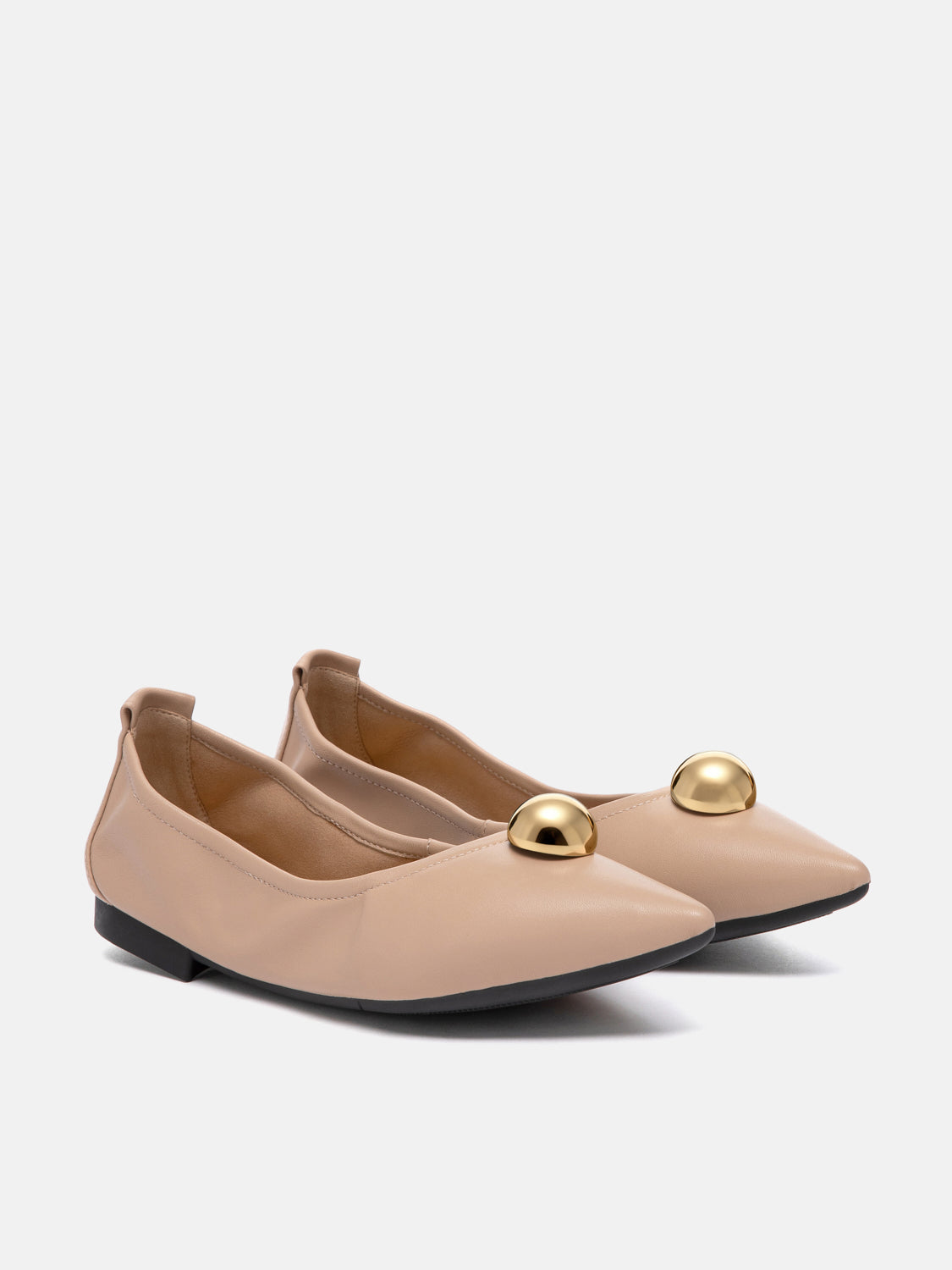 PAZZION, Givannia Leather Foldable Flats, Almond