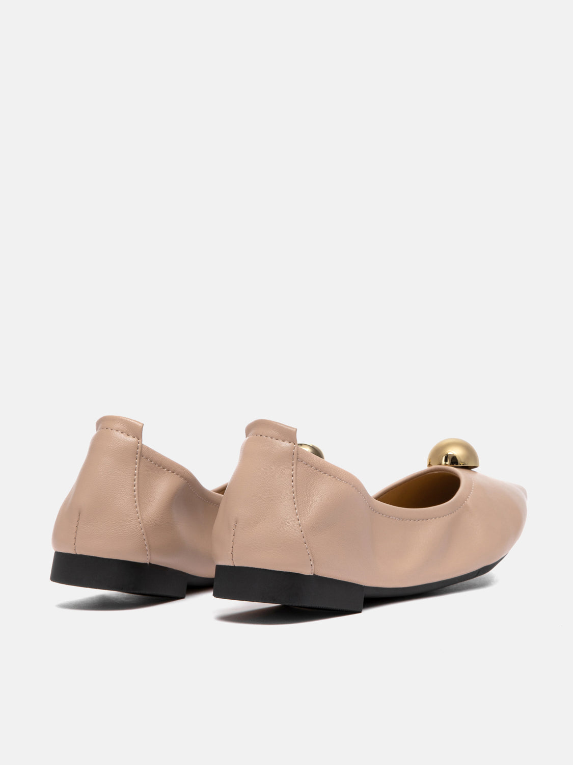 PAZZION, Givannia Leather Foldable Flats, Almond