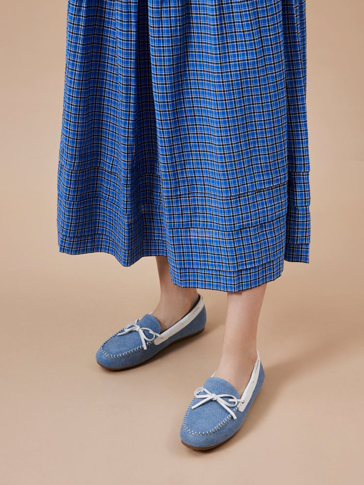 PAZZION, Glenda Denim Bow Moccasins, Lightblue