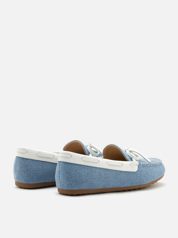 PAZZION, Glenda Denim Bow Moccasins, Lightblue