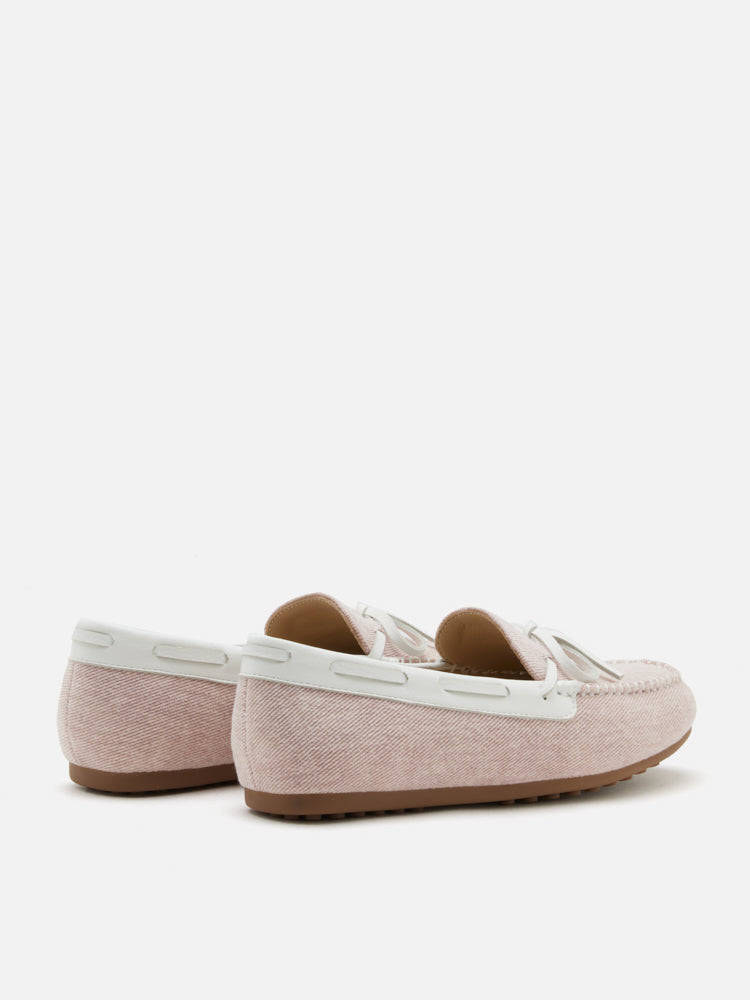PAZZION, Glenda Denim Bow Moccasins, Pink