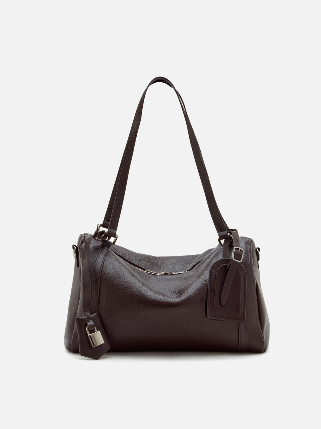 PAZZION, Greta Leather Bag, Darkbrown