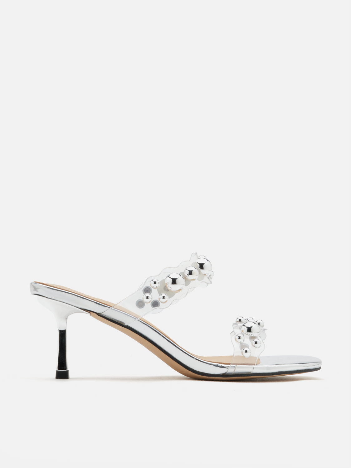 PAZZION, Greylisse Pearl Encrusted Sandal Heels, White