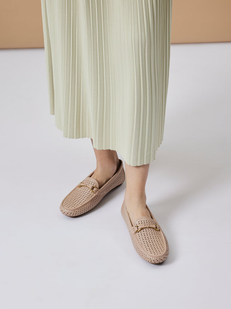 PAZZION, Haider Woven Perforated Loafers, Pink