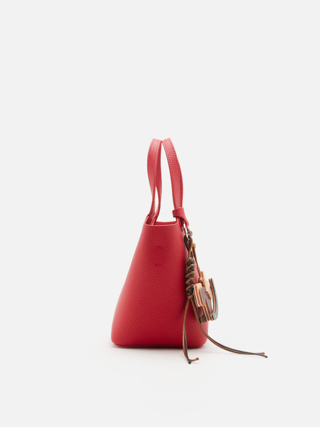 PAZZION, Haley Leather Charmed Bucket Bag, Red