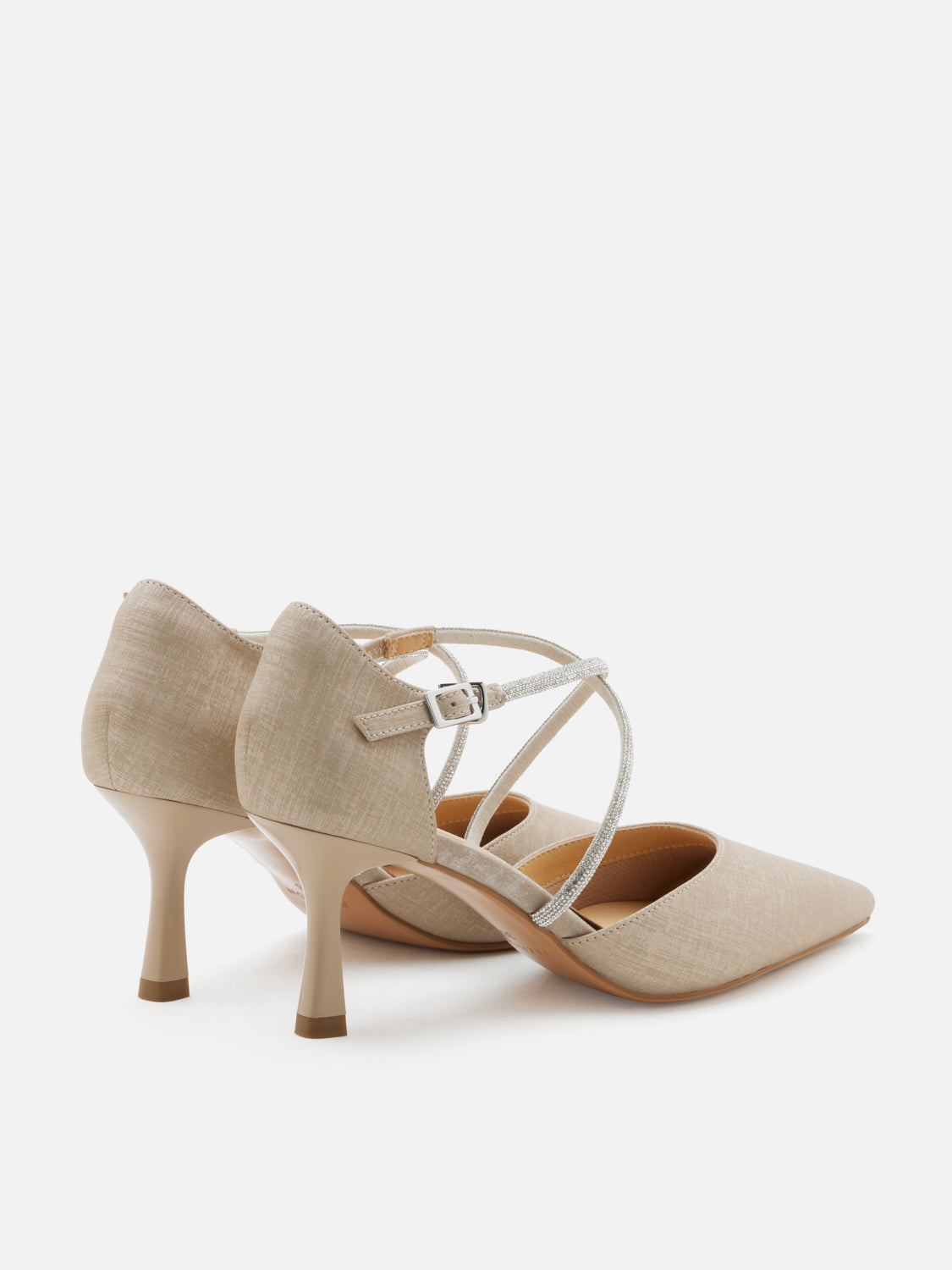 PAZZION, Halina Crystal Embellished Pointed Toe Heels - Almond, Almond