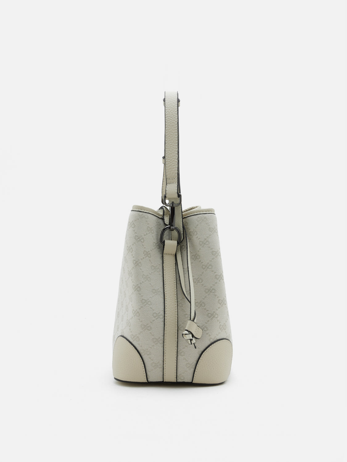 PAZZION, Hedi Monogram Bucket Bag, Beige