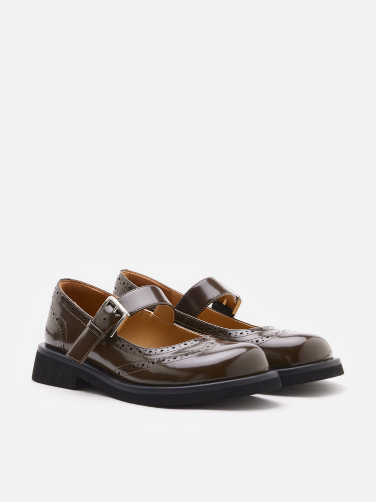 PAZZION, Helena Brogue Mary Janes, Darkbrown