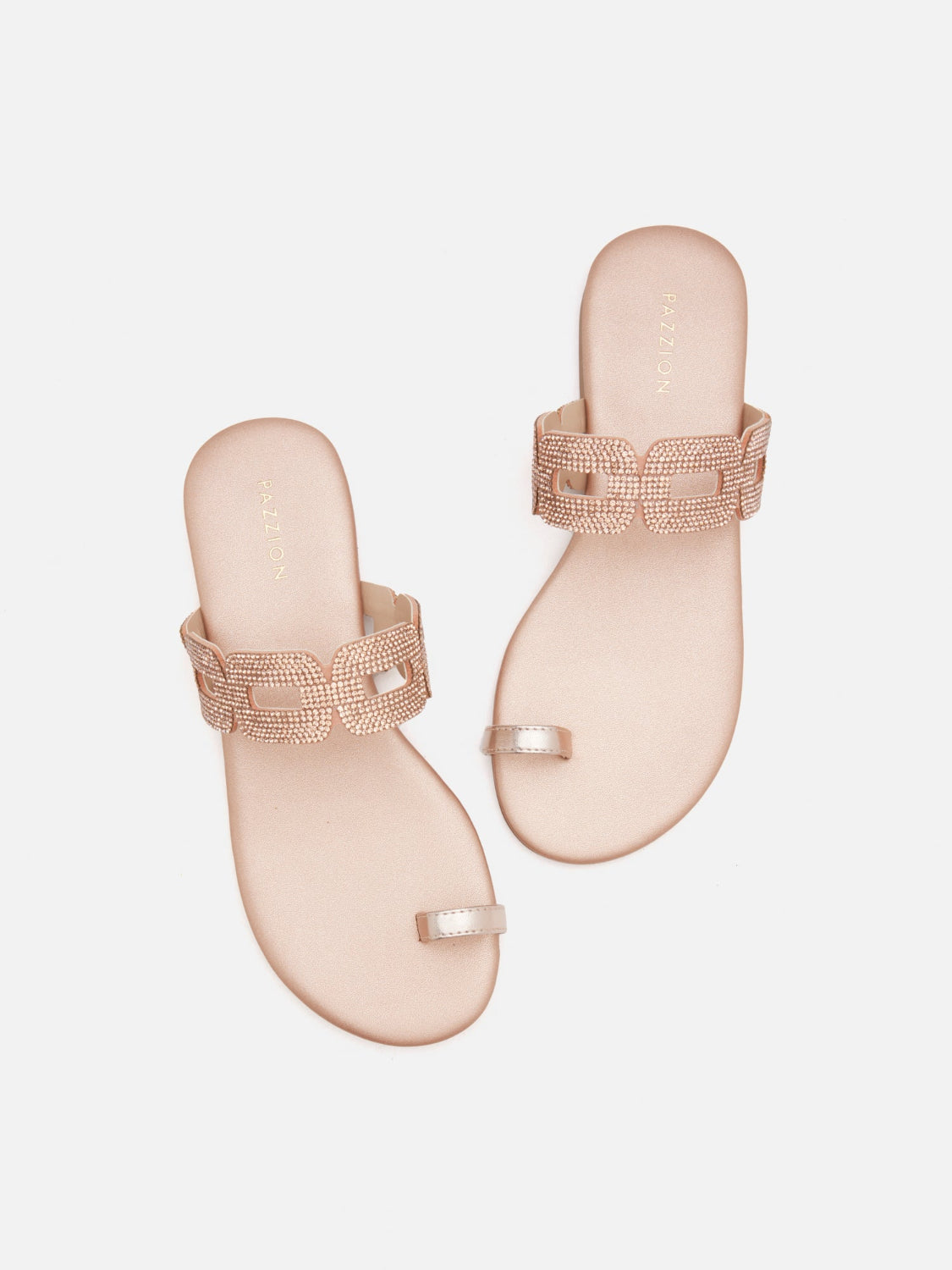 PAZZION, Helivara Crystal Link Slides, Champagne