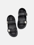 PAZZION, Henning Embellished Double Strap Sandals, Black