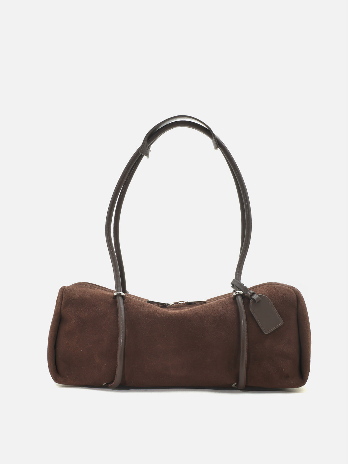 PAZZION, Henrietta Horizontal Leather Shoulder Bag - Dark Brown, Brown