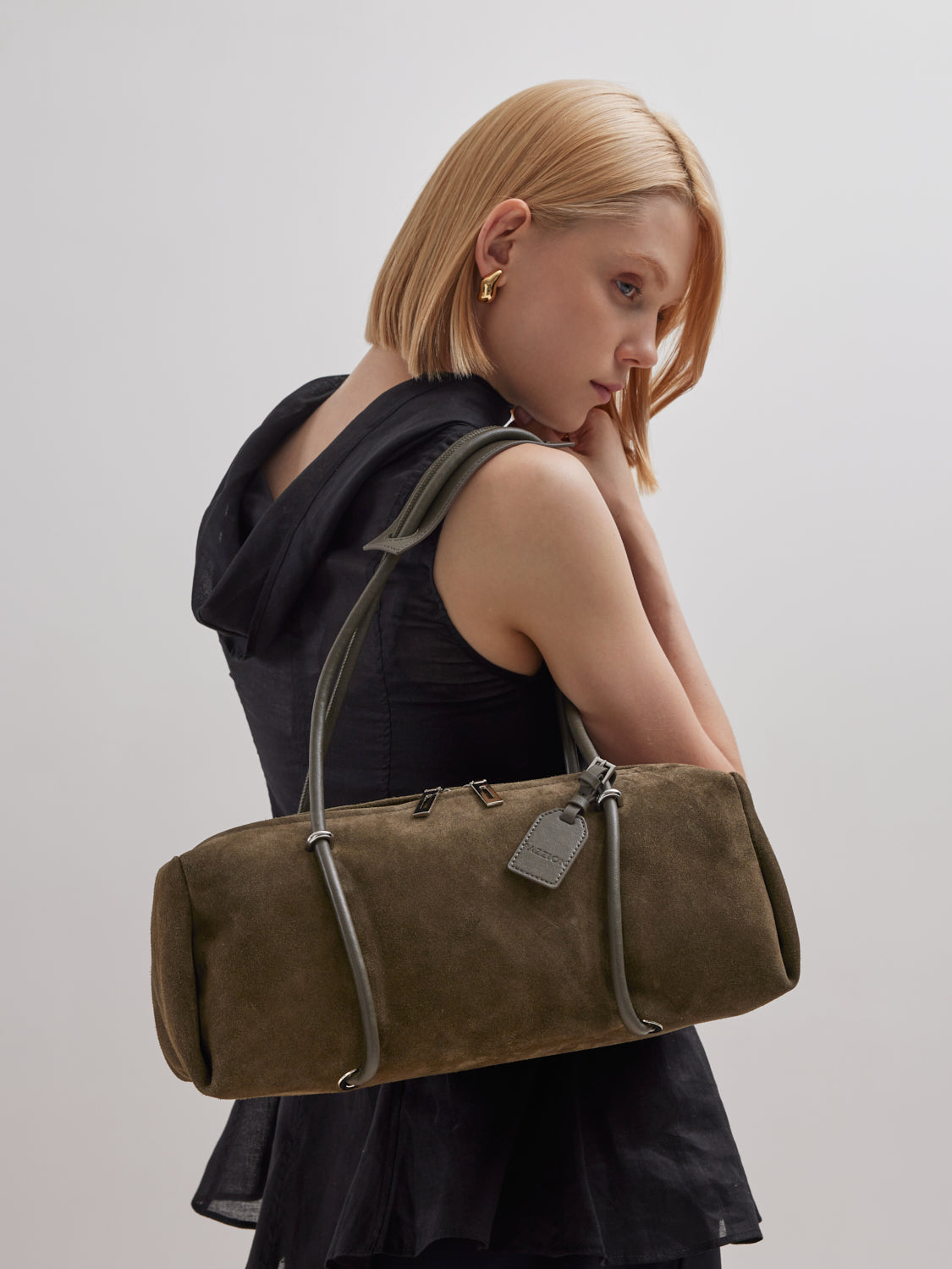 PAZZION, Henrietta Horizontal Leather Shoulder Bag - Dark Green, Green