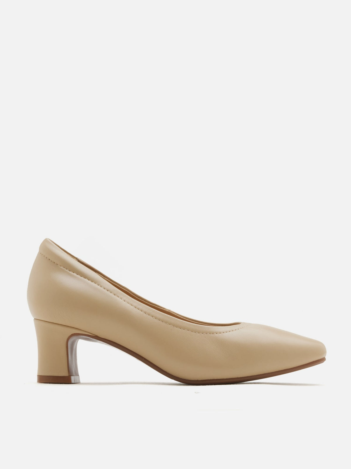 Herve Square Toe Low Heels - Almond