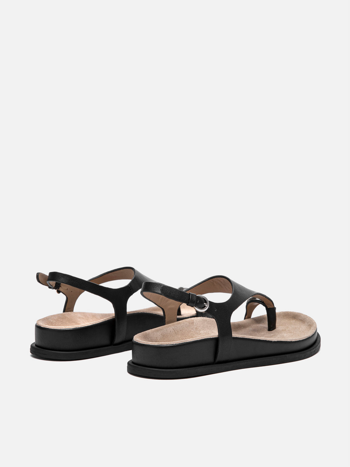 PAZZION, Illienne Toe-Ring Leather Sandals, Black