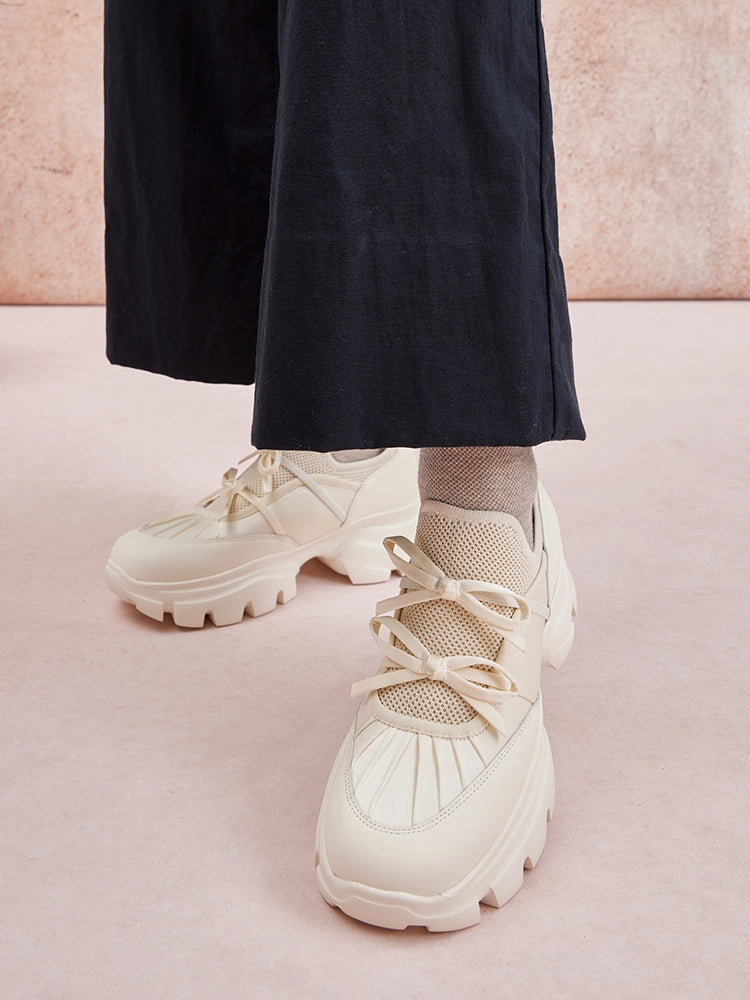 PAZZION, Imogen Bow Sneakers, Beige