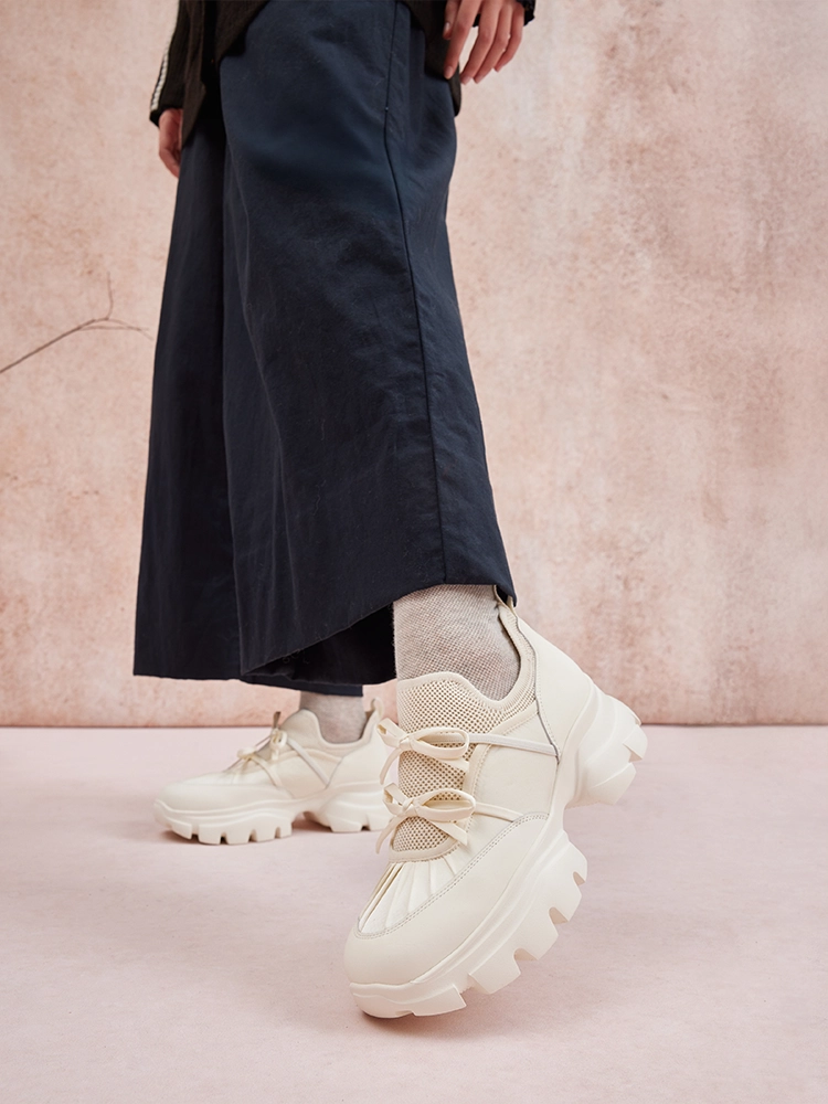 PAZZION, Imogen Bow Sneakers, Beige