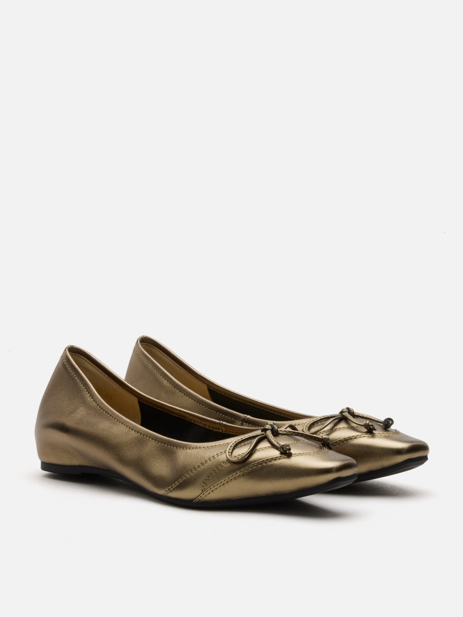 PAZZION, Iridelle Bow Leather Flats, Bronze