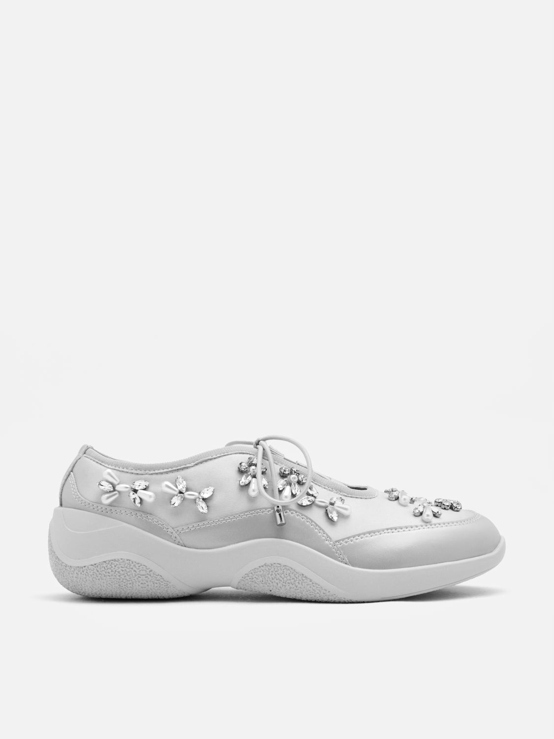 PAZZION, Isabeli Crystal-Embellished Lace-Up Sneakers, Silver